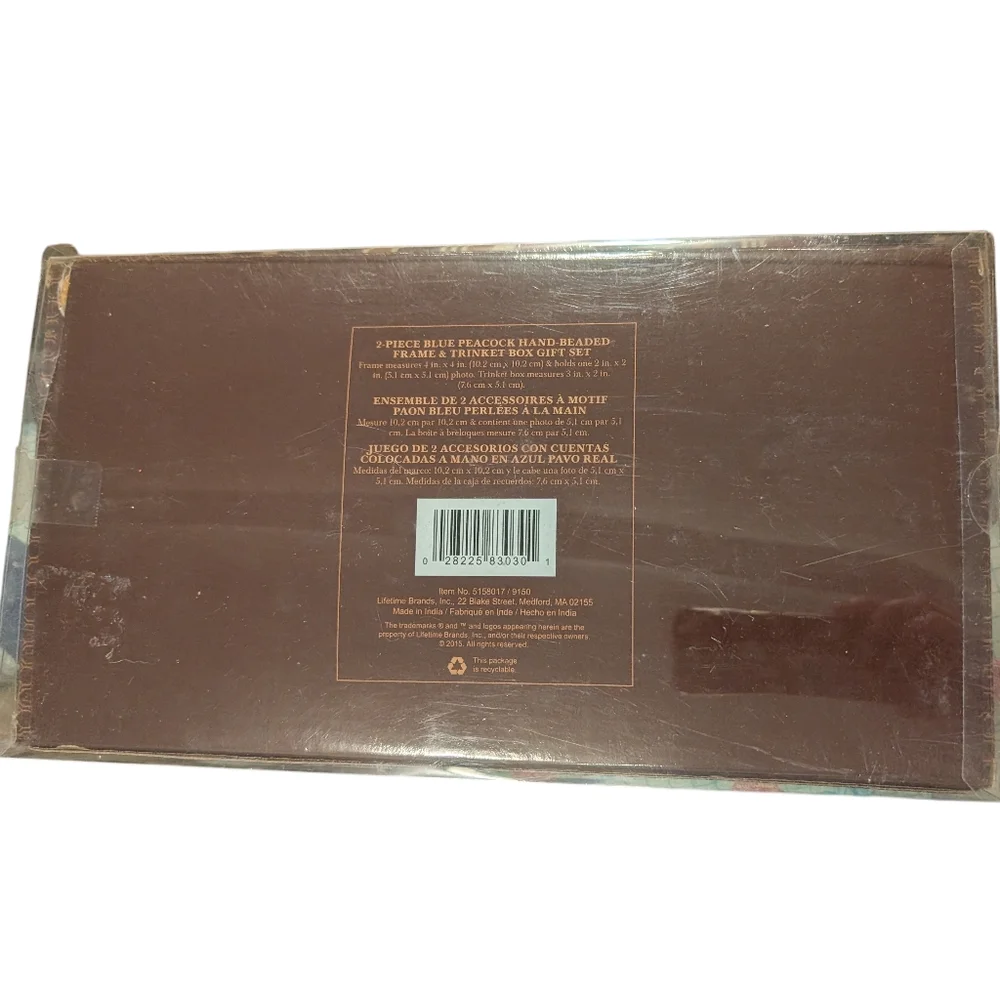 The Bombay Company Y2K Blue Peacock Frame & Trinket Box Set‎ NIP